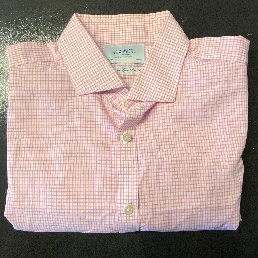 Charles Tyrwhitt Pink Checkered Button Down Shirt